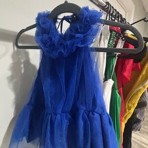 Elegant Blue Tulle Blouse